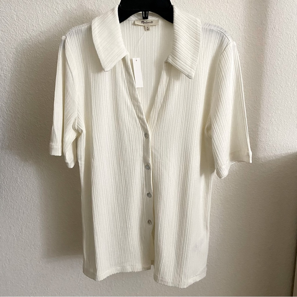 Madewell Cutaway Hem Polo Top Medium